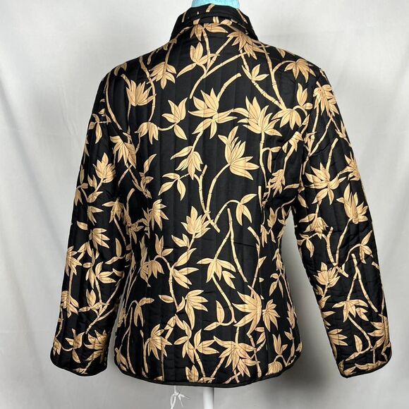Anne Carson 100% Silk Quilted Black & Gold Bamboo Jacket (Size M) - Picture 3 of 7